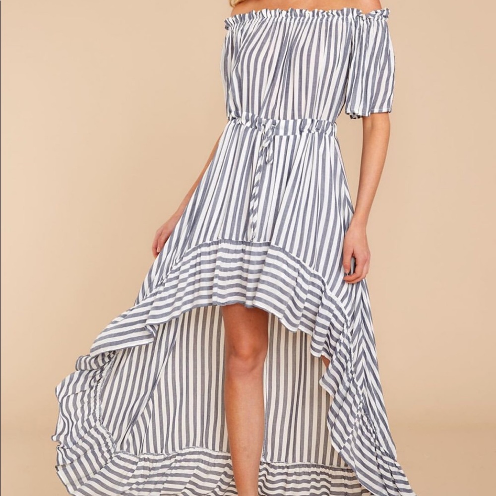 NWT Red Dress Boutique Hi Low Striped Dress - S